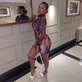 Long-sleeved High-necked Hip Dress