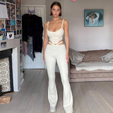 Leisure Stitching Umbilical Exposed Camisole V-waist Suit