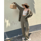 Knit Sweater & Straight Wide Leg Trousers Two peices