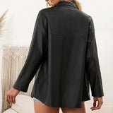 Long-sleeved Single-breasted Leather Jacket