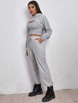 Sports Drawstring Hoodie Loose Three-Piece Suit