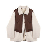 Fake Two-piece Lamb Wool Casual Jacket
