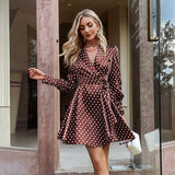 V-Neck Design Polka-Dot Dress