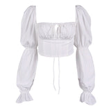 Sexy Solid Color Flared Sleeves Top