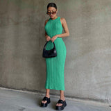 Casual Knitted Sleeveless Round Neck Dress