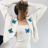 Butterfly Knitted Cardigan Two Piece Set
