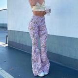 Printed Slim-fit High-waist Flared Pants Street