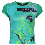 Contrast Printed Tight-fitting Short-sleeved T-shirt