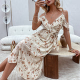 Off Shoulder Floral Print Summer Dress
