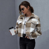 Loose Plaid Thick Plush Short Coat