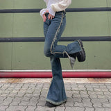 Low-waisted Raw Edge Flared Jeans