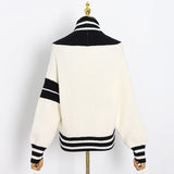 College Style Cardigan Black And White
