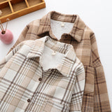 Warm Woolen Coat With Thick Plaid Shirt
