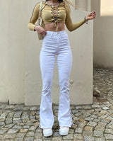 White Slim-fit Strappy Casual Pants