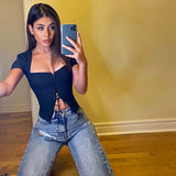 Street Wrap Breast Short Sleeve Top