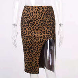 High Waist Split Leopard Print Skirt