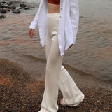 Pure Color Slimming Flared Pants