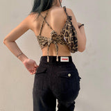 Leopard Print Halter Strap Top