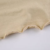 Khaki Fungus Trim Irregular Hem V-Neck Long Sleeve Top