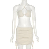 Halter Top High Waist Elastic Skirt Set