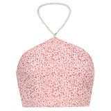 Hanging Neck Floral Cross Top