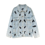 bird feathers Denim Jacket