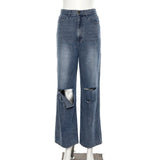 American Ripped High Waist Wide Leg Jeans