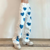 Love Print Contrast Color High-rise Jeans