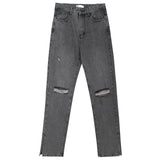 High-rise Ripped Slit Jeans