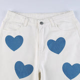 Love Print Contrast Color High-rise Jeans