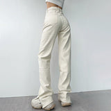 All-match Straight-leg High-waisted Mopping Jeans