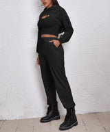 Sports Drawstring Hoodie Loose Three-Piece Suit
