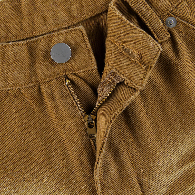 Brown High Waist Slimming Loose Straight-leg Pants