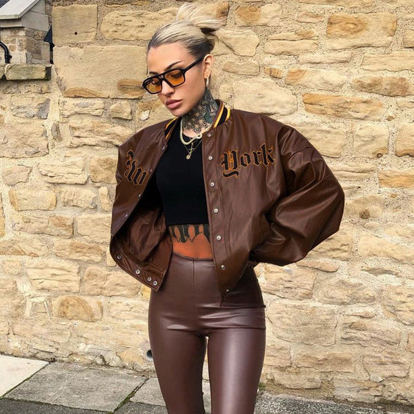 Leather Long Sleeve Loose Jacket