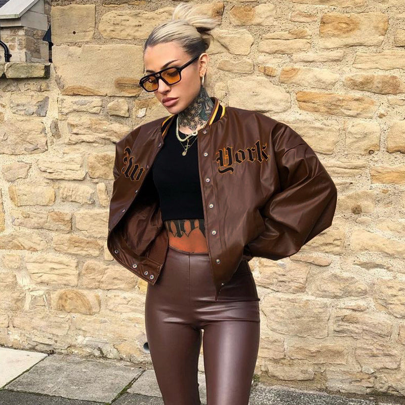 Leather Long Sleeve Loose Jacket