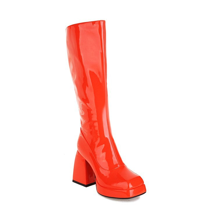 Waterproof Platform Candy Color High Boots