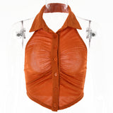 Halter Single-breasted Lapel Top