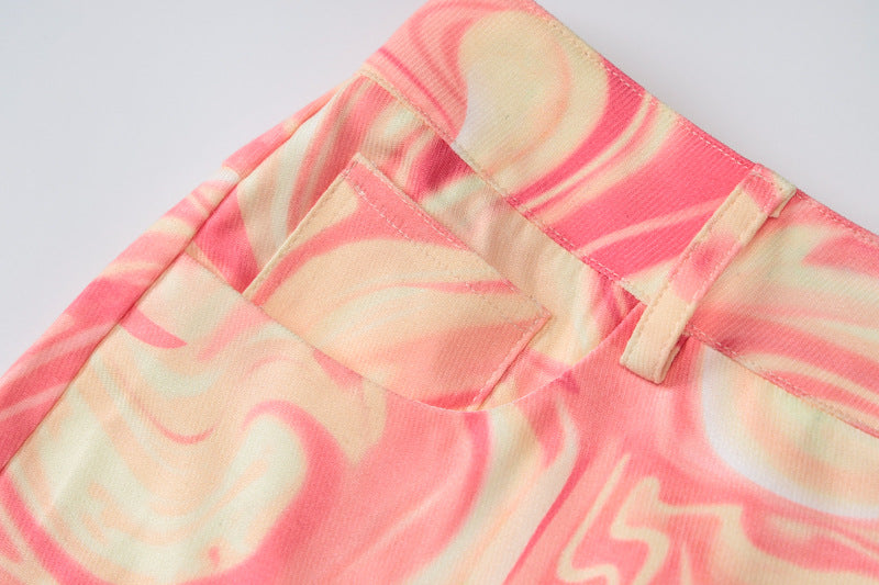 Printed Loose Casual Flare Pants