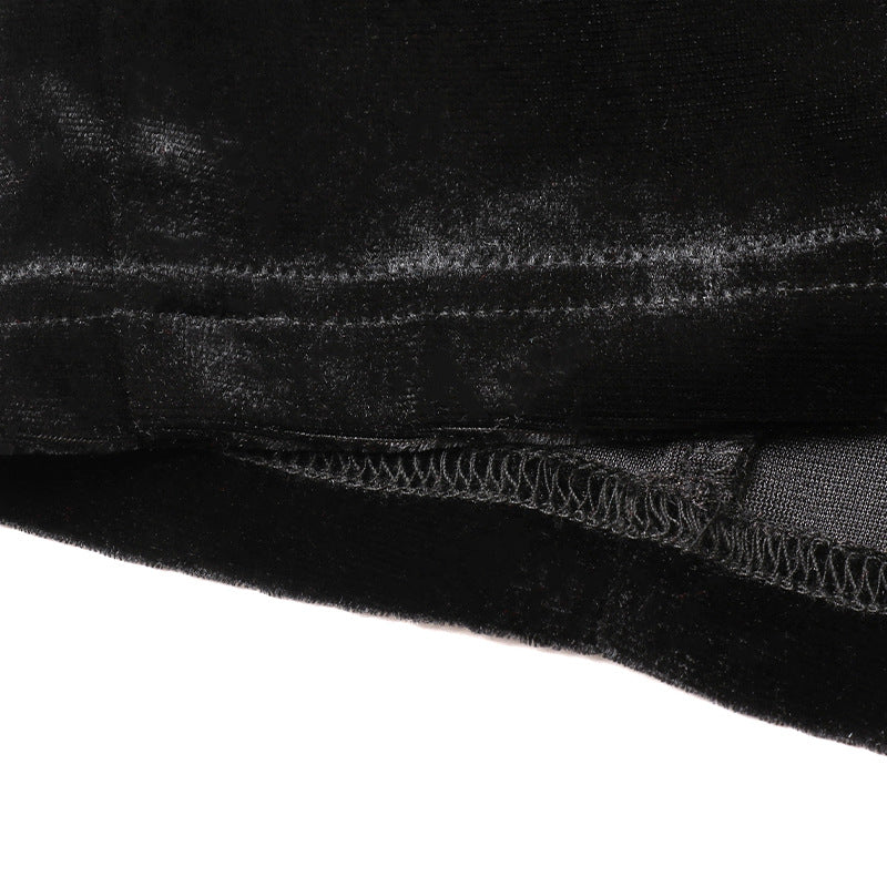 Waist Suede Flared Sleeve Wrap Chest Hepburn Dress