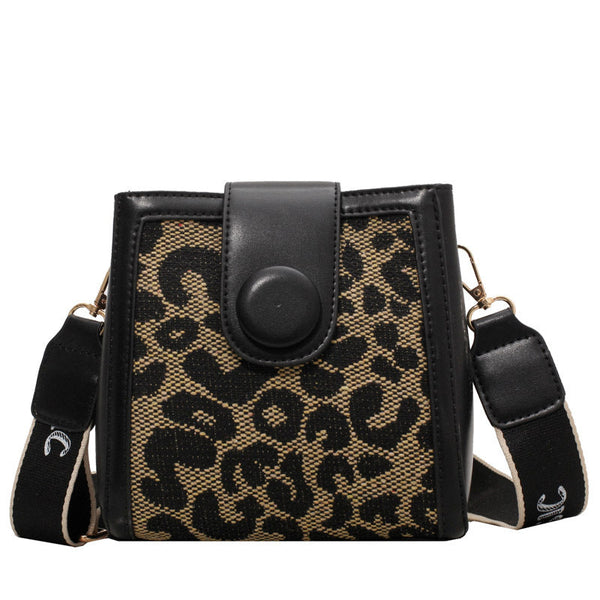 Checkerboard Leopard Print Square Bag