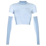 Half High Neck Slim Cropped T Shirt