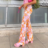 Flower Print Contrast Pants