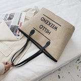 Canvas Fashion Printed Letters Large Capacity Shoulder Bag