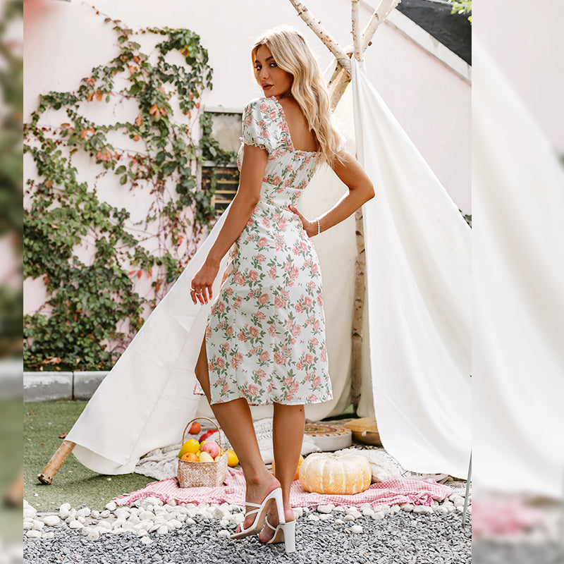 Short-Sleeved Mid-Waist Dress