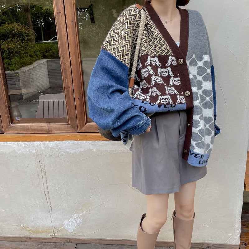 Stitching Loose Knit Sweater
