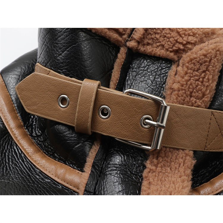 Lamb Wool Motorcycle Jacket