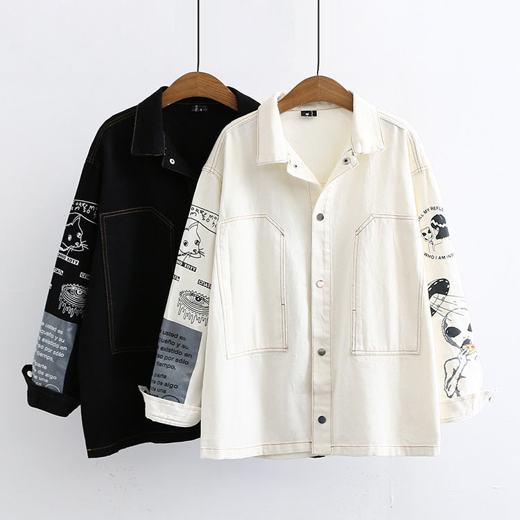 Cartoon Back Cat Print Jacket