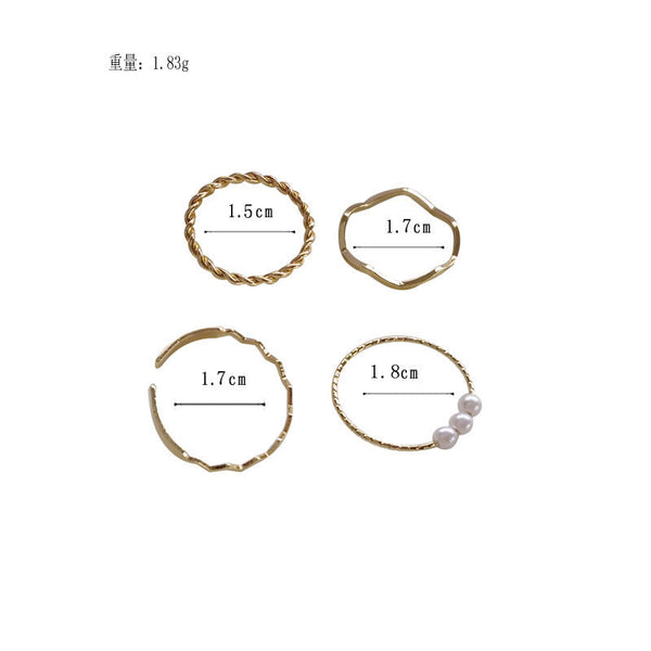 Simple Wavy Ring Five-Piece Set