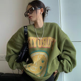 Thickened American Style Avocado Green Sweatshirt