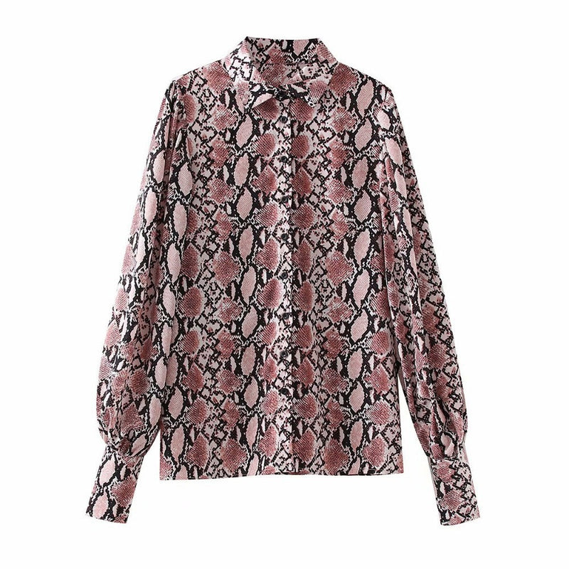 Lantern Sleeve Puff Sleeve Printed Shirt Top
